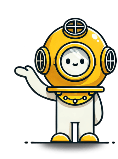 Berufstaucher mit gelbem Taucherhelm