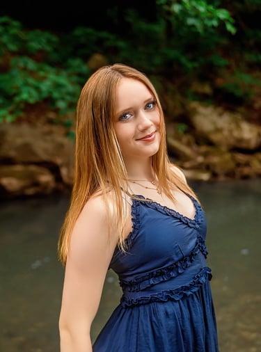 Lititz PA senior pictures in creek by Lititz PA senior picture photographer