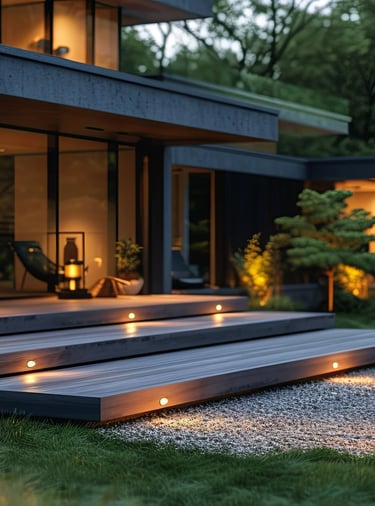 Garden decking with decorative lights