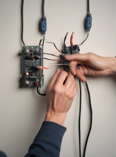 A technician sealing window edges on a bright sunny day.