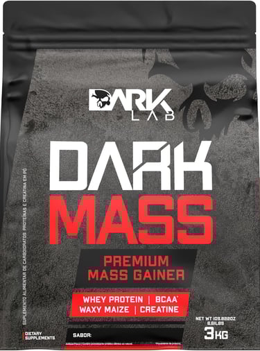 Pote de Hipercalórico Dark Mass Dark Lab: volumação exponencial e creatina