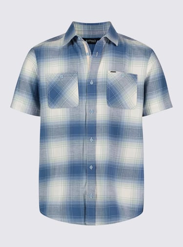 short sleeve blue plaid shirt