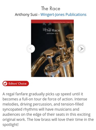 JW Pepper Editors Choice for Concert Band 1/2