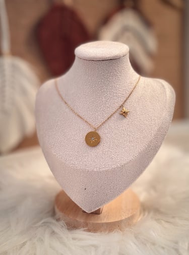 collier soleil or en acier inoxydable pas cher 