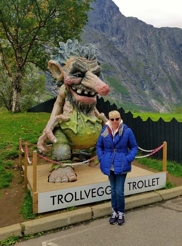 Lady Michelle finds a troll near Trollstigen, Norway