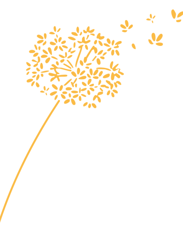 fleur jaune et pétales qui s'envolent