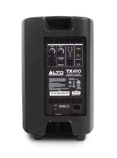 Altavoz Alto Professional TX410 visto desde la parte trasera y conexiones