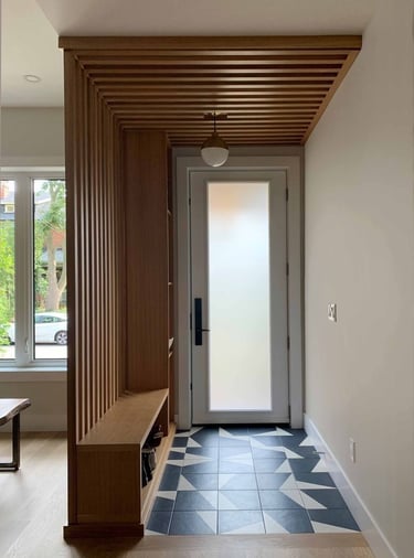 cloison bois, séparation intérieure, cloison ajourée, entrée, salon, rénovation