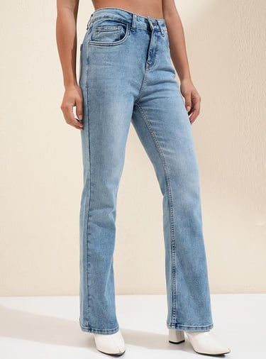 Flared blue denim