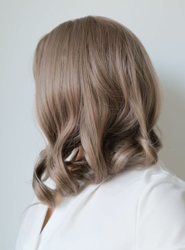 rudas banguotas perukas su kirpčiukais, ilgis 45cm