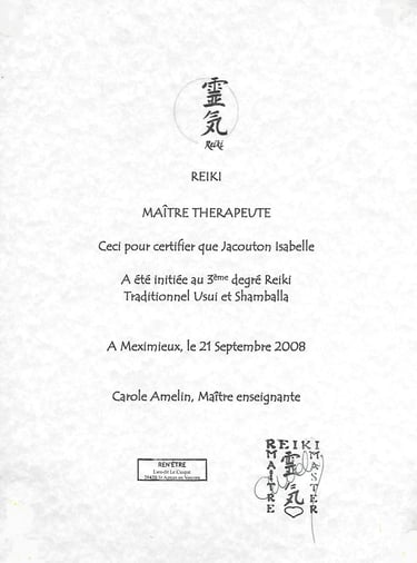 ma formation reiki 3è degré