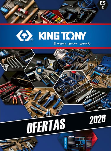 Folleto de ofertas King Tony 2026 con herramientas de mano y equipos profesionales para industria.