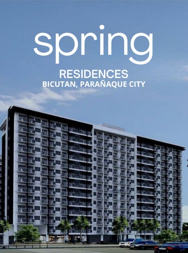 a large apartment building with a large building in the background