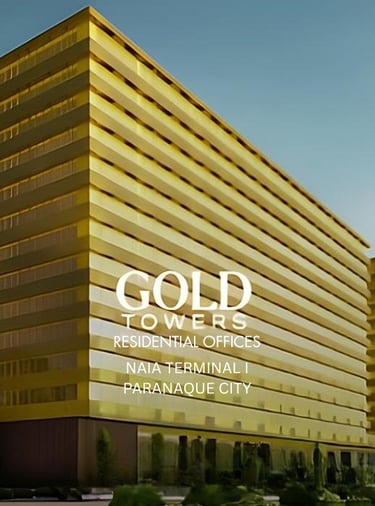 a building with a gold tower in the background