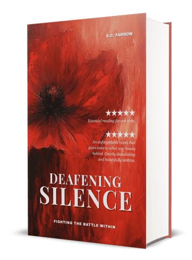 Book cover featuring an oil painting of a red poppy in bloom