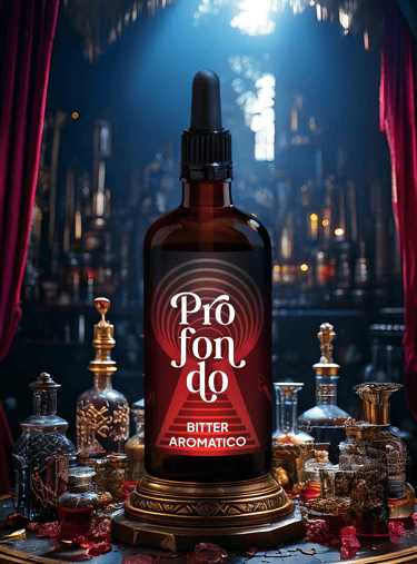 Una bottiglia di Profondo, Bitter aromatico da 10 cl