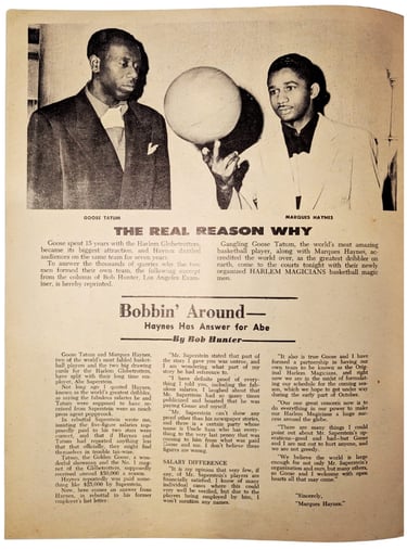 Harlem Globetrotters history in the 1950s Marques Haynes Goose Tatum