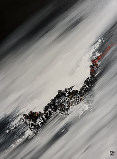 peinture fond gris et effet noiret blanc