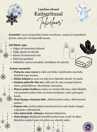 Lumekuu rituaal Kaitserituaal Soul Sisters Tarot