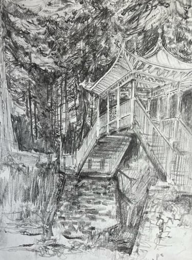 Chinese Bridge A3 sketchbook drawing