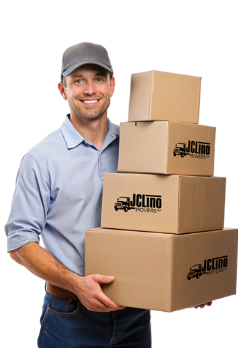 Trabajador de JC Lino Movers cargando cajas