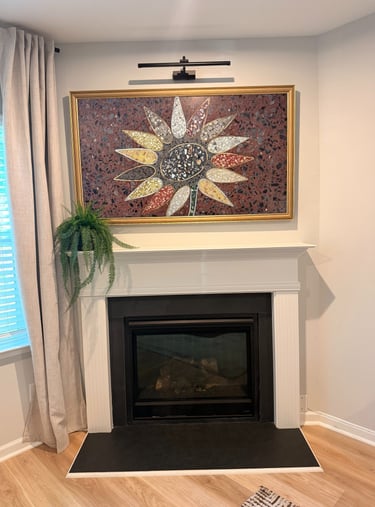Samsung Frame TV Installed over a fireplace