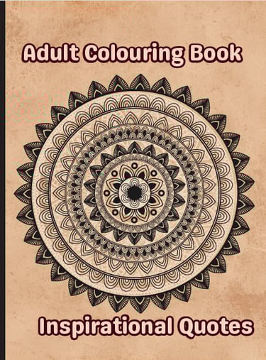adult colouring book cover with a mandala - like pattern of a flower