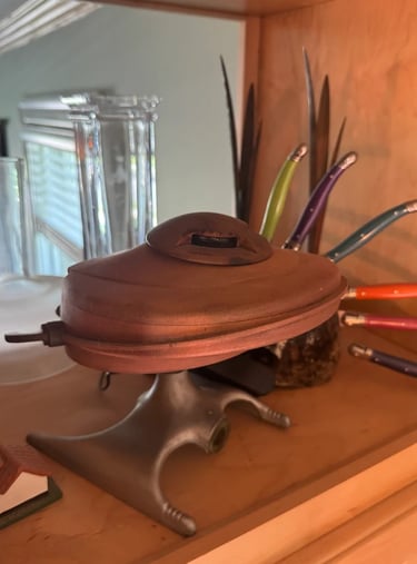Talbotics spaceship sculpture at home in New York City.