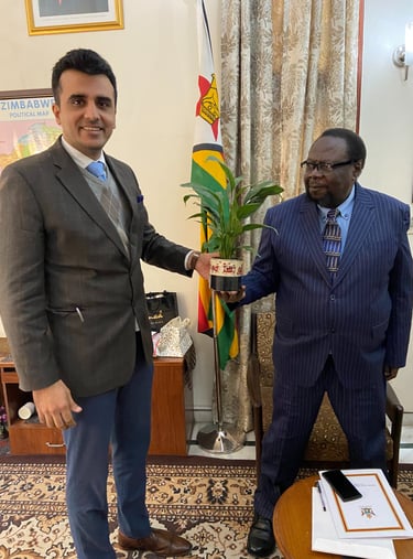 President of Chamber India Mr. Abhinav Balyan with the Ambassador of Zimbabwe