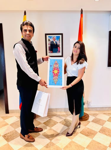 President of Chamber India Mr. Abhinav Balyan with Ambassador of Colombia