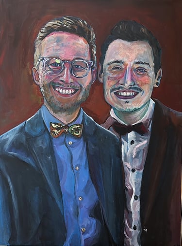 a painting of two men in suits and ties