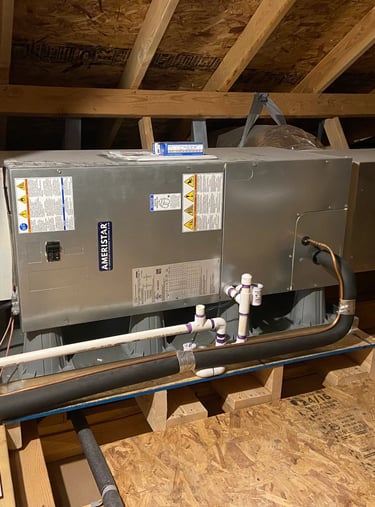 hvac air handler install in the attic