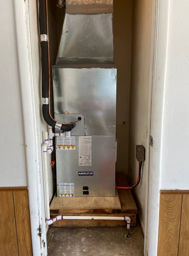 hvac air handler install in the closet
