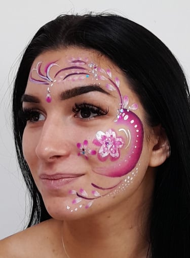 maquillage fleurs roses
