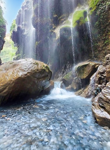 Beautiful view of umbrella waterfall Pakistan 