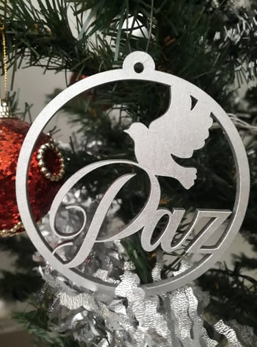 colgante navideño de deseos en madera calado con laser