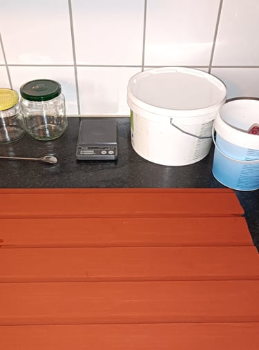 Essai de teinte de peinture et homogénéité planche par planche