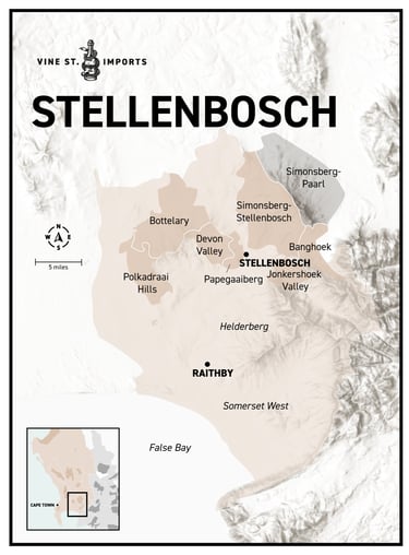 A wine map of South African wine regions