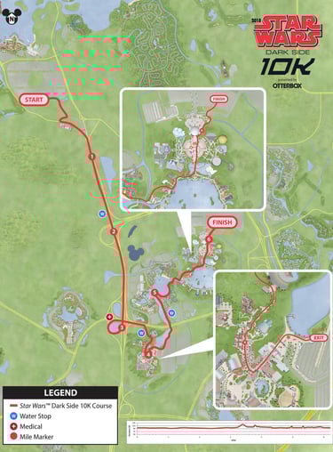 2018 runDisney Star Wars The Dark Side Half Marathon Weekend 10K Course Map