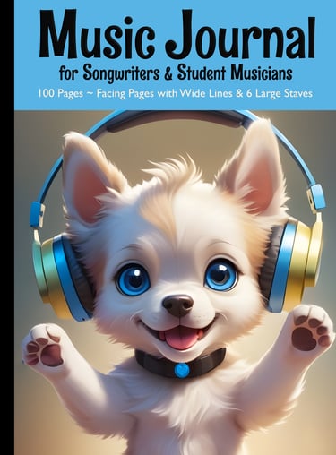Music Journal - Cute Dog wearing Headphones