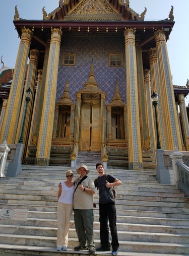 Lady and The Pirate plus Steven are enjoying the Grand Palace in Bangkok