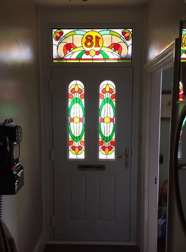 bespoke glass inside a composite front door