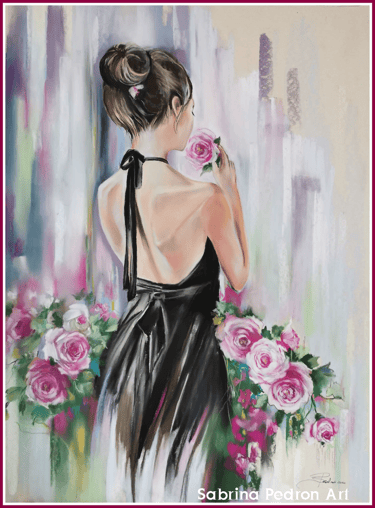 donna di spalle dipinta a pastello