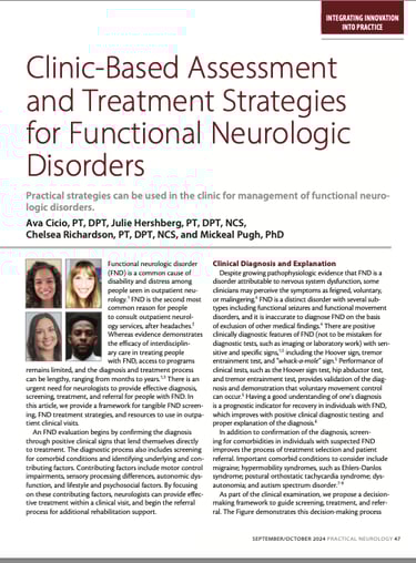 Clinic based treatment strategies for FND