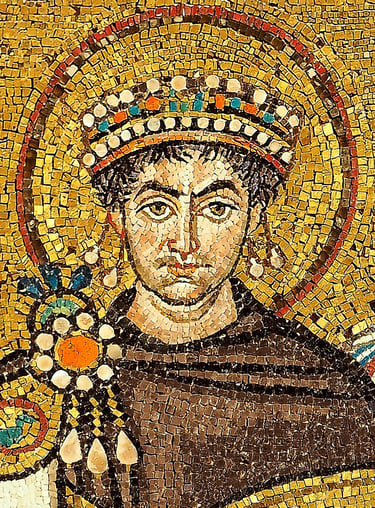 Emperor Justinian in a mosaic from San Vitale in Ravenna