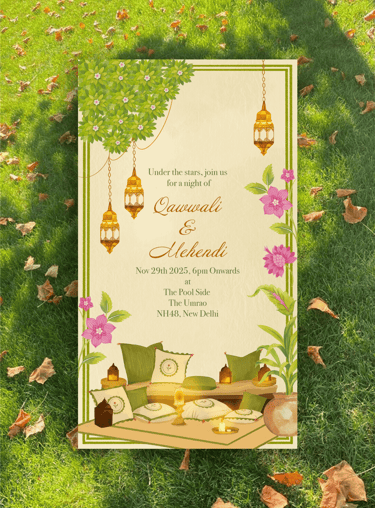 a wedding invitation card with a teapot and teapots