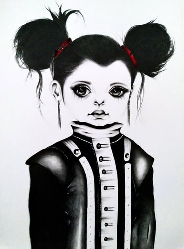 a drawing of a girl with a small nose and a big nose