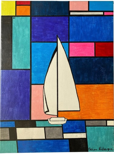 Toile tableau lampe Ligne couleurs maxime Risbourque