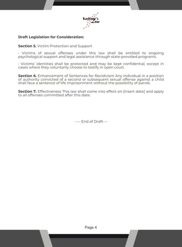 image of letter sent to lawmakers page 4 includes proposed legislation