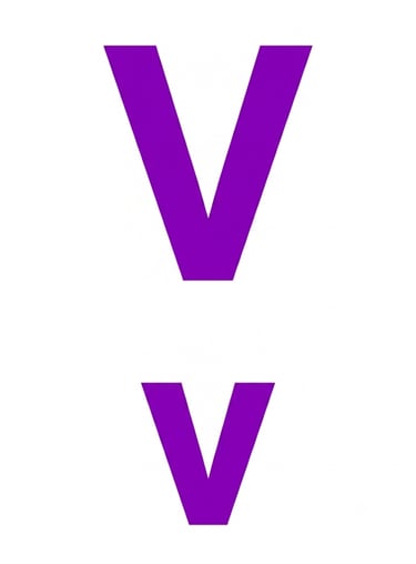 Bold purple uppercase and lowercase letter V set against a plain white background.